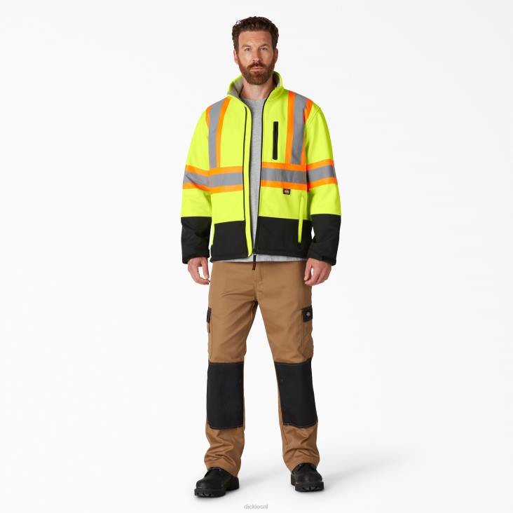 uniseks Dickies hi vis veiligheidssoftshelljack ansi geel (ay) werk kleding 6F0X1456