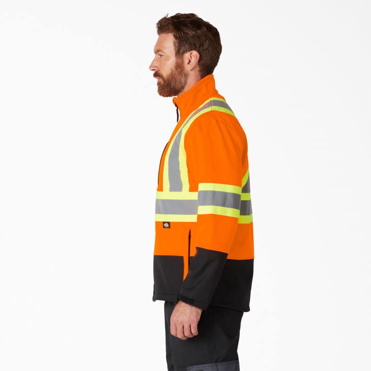 uniseks Dickies hi vis veiligheidssoftshelljack ansi-sinaasappel (oa) werk kleding 6F0X1455