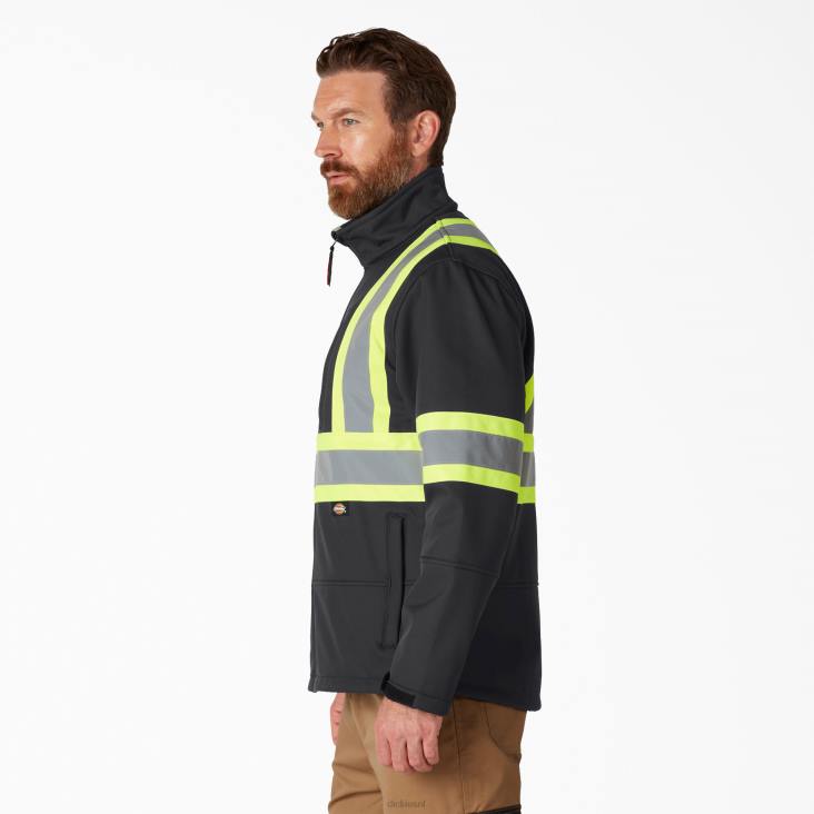 uniseks Dickies hi vis veiligheidssoftshelljack zwart (bk) werk kleding 6F0X1457