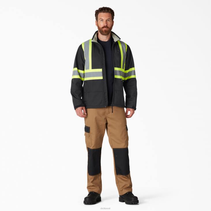 uniseks Dickies hi vis veiligheidssoftshelljack zwart (bk) werk kleding 6F0X1457
