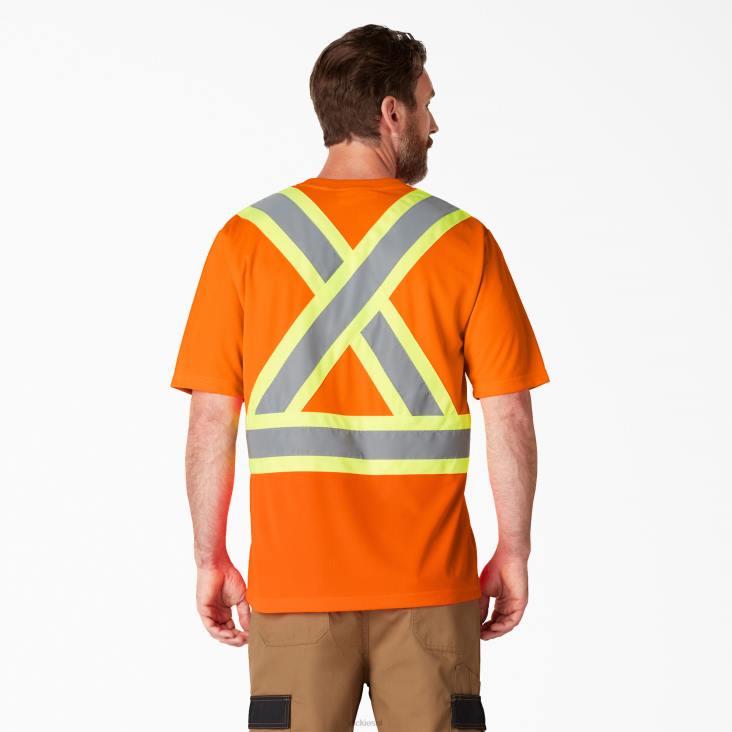 uniseks Dickies hi vis veiligheidst-shirt met korte mouwen ansi-sinaasappel (oa) werk kleding 6F0X1445
