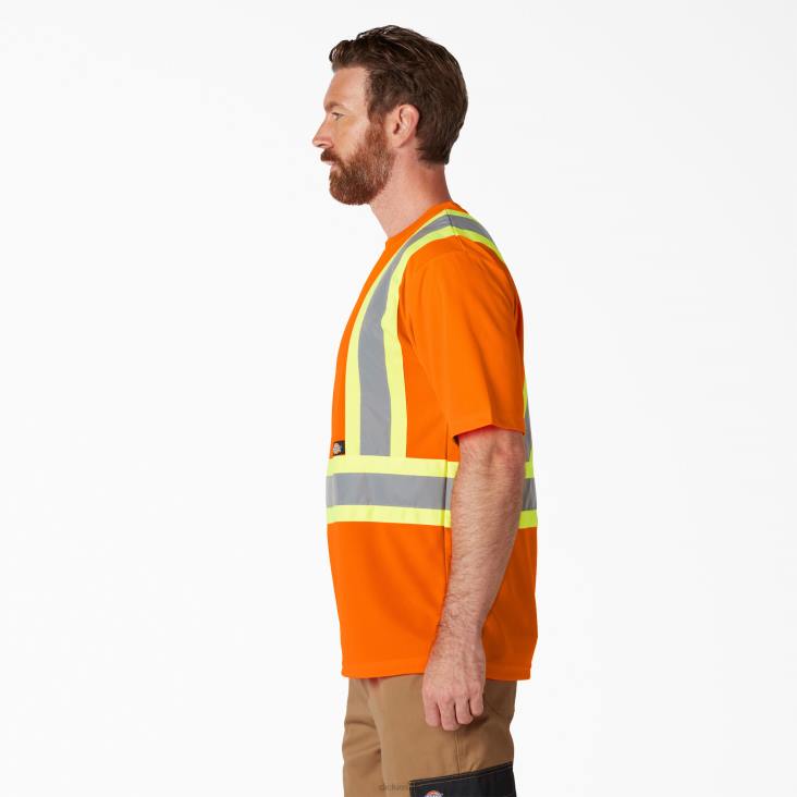 uniseks Dickies hi vis veiligheidst-shirt met korte mouwen ansi-sinaasappel (oa) werk kleding 6F0X1445