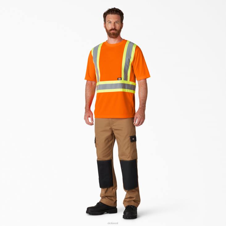 uniseks Dickies hi vis veiligheidst-shirt met korte mouwen ansi-sinaasappel (oa) werk kleding 6F0X1445