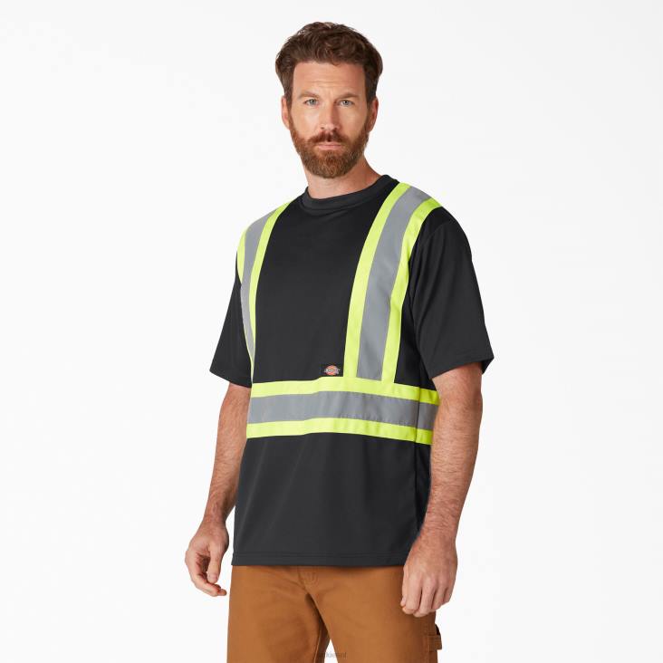 uniseks Dickies hi vis veiligheidst-shirt met korte mouwen zwart (bk) werk kleding 6F0X1447
