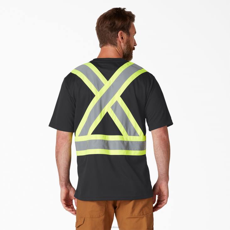 uniseks Dickies hi vis veiligheidst-shirt met korte mouwen zwart (bk) werk kleding 6F0X1447