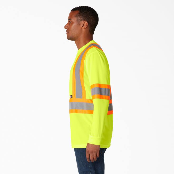 uniseks Dickies hi vis veiligheidst-shirt met lange mouwen ansi geel (ay) werk kleding 6F0X1449