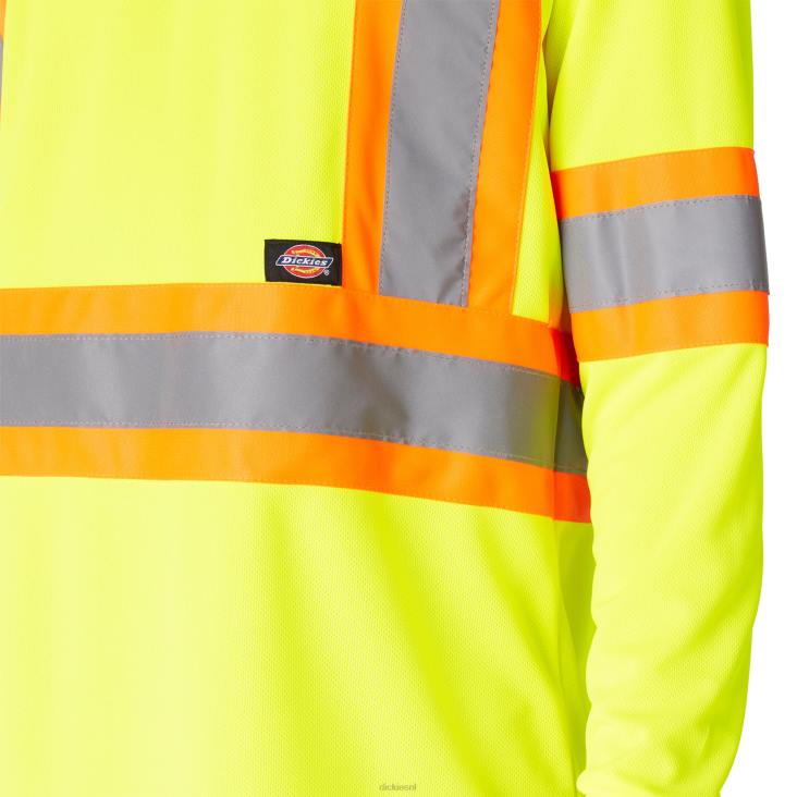 uniseks Dickies hi vis veiligheidst-shirt met lange mouwen ansi geel (ay) werk kleding 6F0X1449