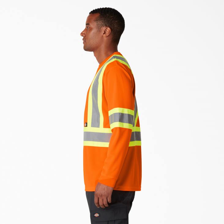 uniseks Dickies hi vis veiligheidst-shirt met lange mouwen ansi-sinaasappel (oa) werk kleding 6F0X1448
