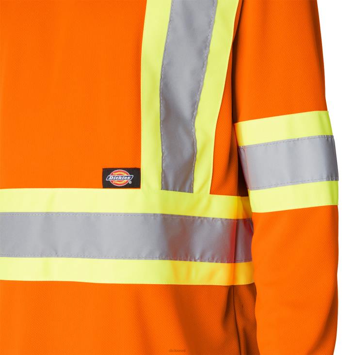 uniseks Dickies hi vis veiligheidst-shirt met lange mouwen ansi-sinaasappel (oa) werk kleding 6F0X1448