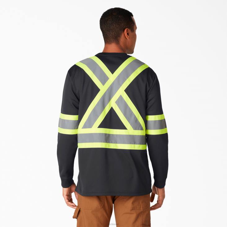 uniseks Dickies hi vis veiligheidst-shirt met lange mouwen zwart (bk) werk kleding 6F0X1450