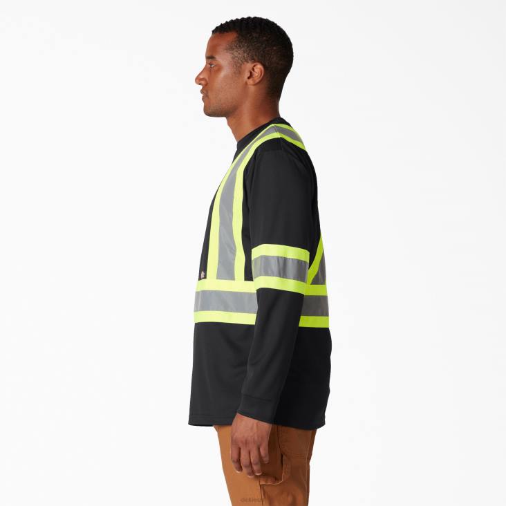 uniseks Dickies hi vis veiligheidst-shirt met lange mouwen zwart (bk) werk kleding 6F0X1450