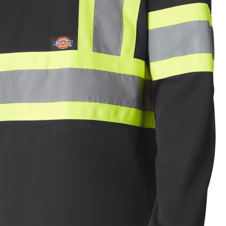 uniseks Dickies hi vis veiligheidst-shirt met lange mouwen zwart (bk) werk kleding 6F0X1450