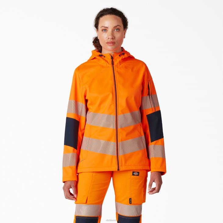 vrouwen Dickies high vis performance softshell jack oranje (of) werk kleding 6F0X2353