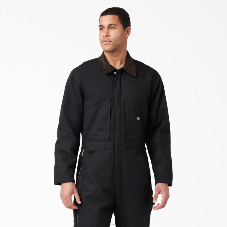 Heren Dickies eend geïsoleerde overall zwart (bk) werk kleding 6F0X1349
