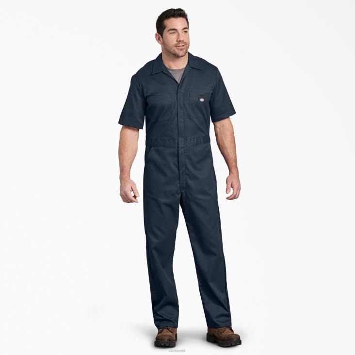 Heren Dickies flex overall met korte mouwen donker marineblauw (dn) werk kleding 6F0X1239