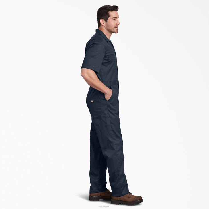 Heren Dickies flex overall met korte mouwen donker marineblauw (dn) werk kleding 6F0X1239