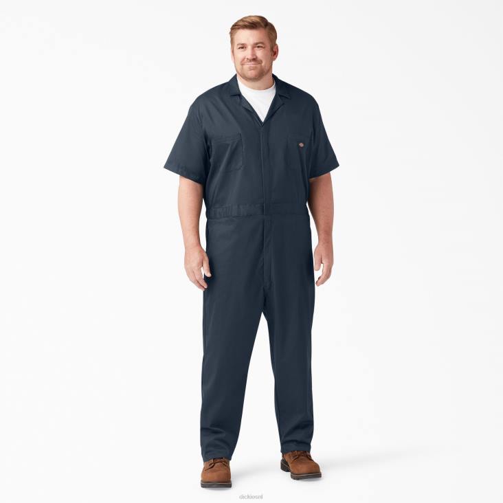 Heren Dickies flex overall met korte mouwen donker marineblauw (dn) werk kleding 6F0X1239