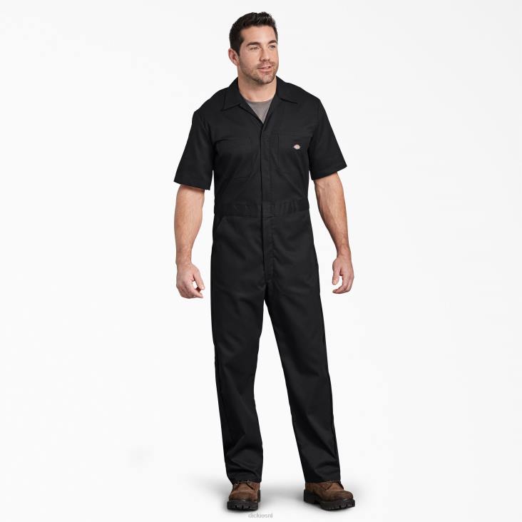 Heren Dickies flex overall met korte mouwen zwart (bk) werk kleding 6F0X1238