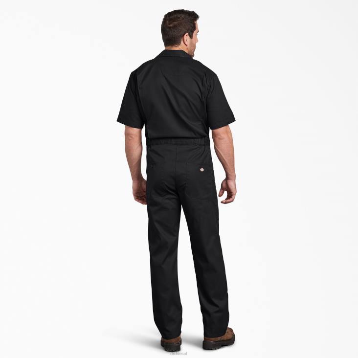 Heren Dickies flex overall met korte mouwen zwart (bk) werk kleding 6F0X1238