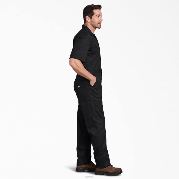 Heren Dickies flex overall met korte mouwen zwart (bk) werk kleding 6F0X1238