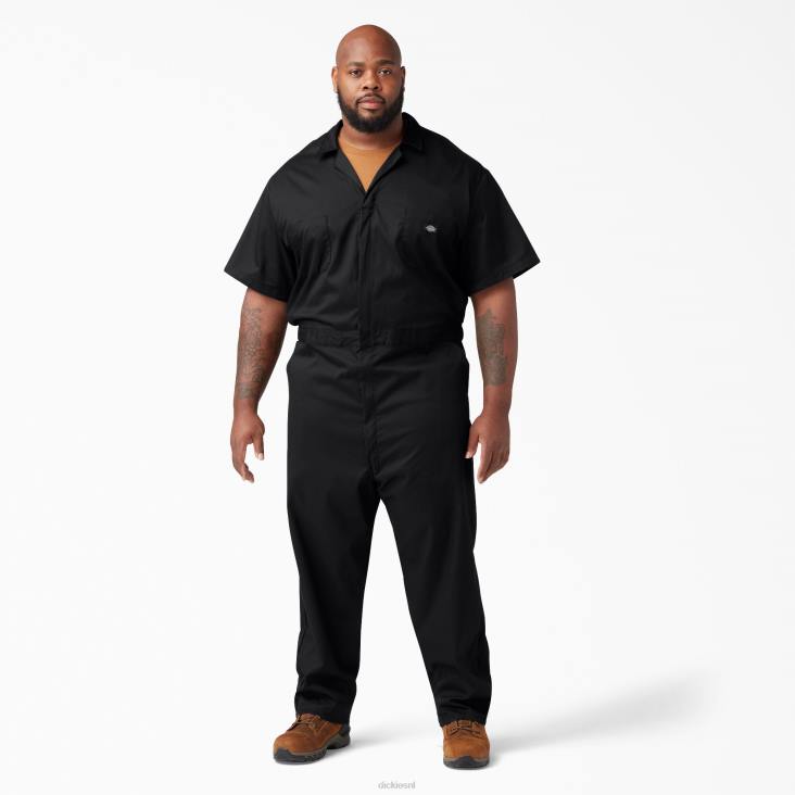Heren Dickies flex overall met korte mouwen zwart (bk) werk kleding 6F0X1238