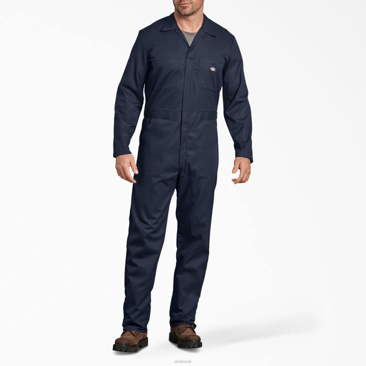 Heren Dickies flexibele overall met lange mouwen donker marineblauw (dn) werk kleding 6F0X1244