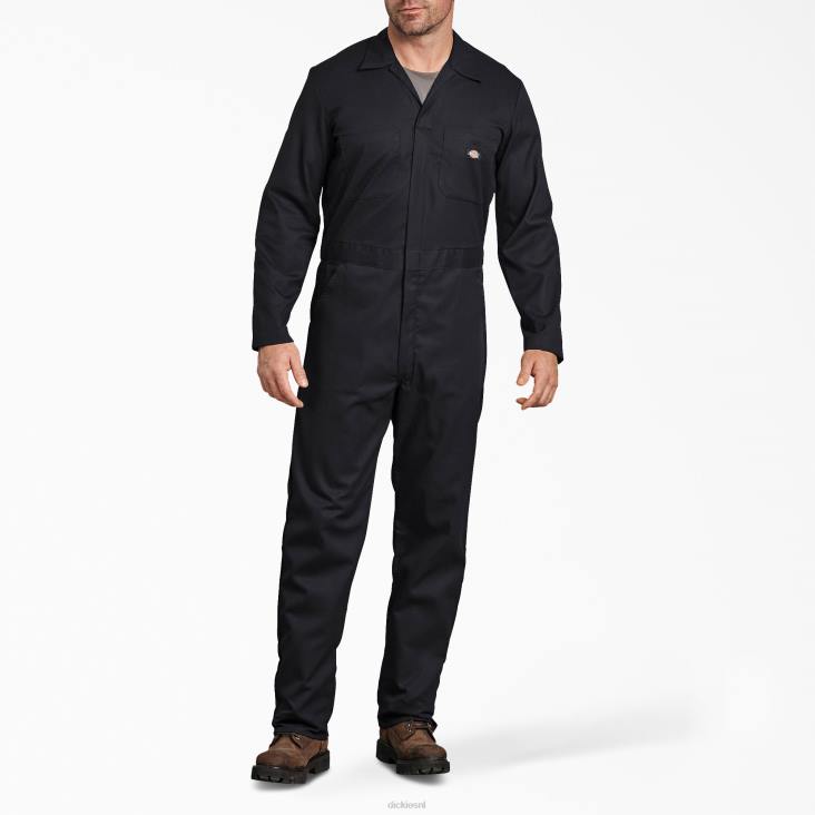 Heren Dickies flexibele overall met lange mouwen zwart (bk) werk kleding 6F0X1243