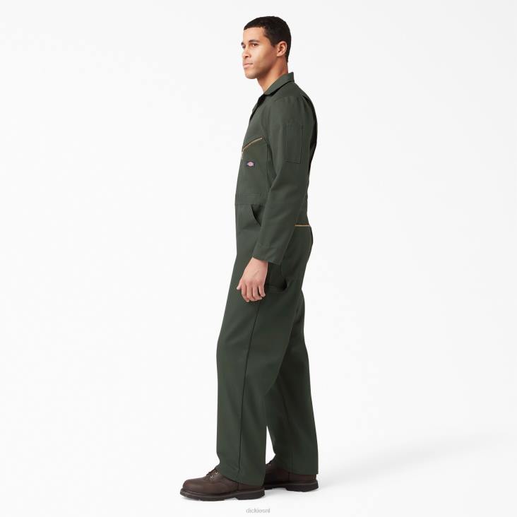 Heren Dickies luxe gemengde overall met lange mouwen olijfgroen (og) werk kleding 6F0X1237