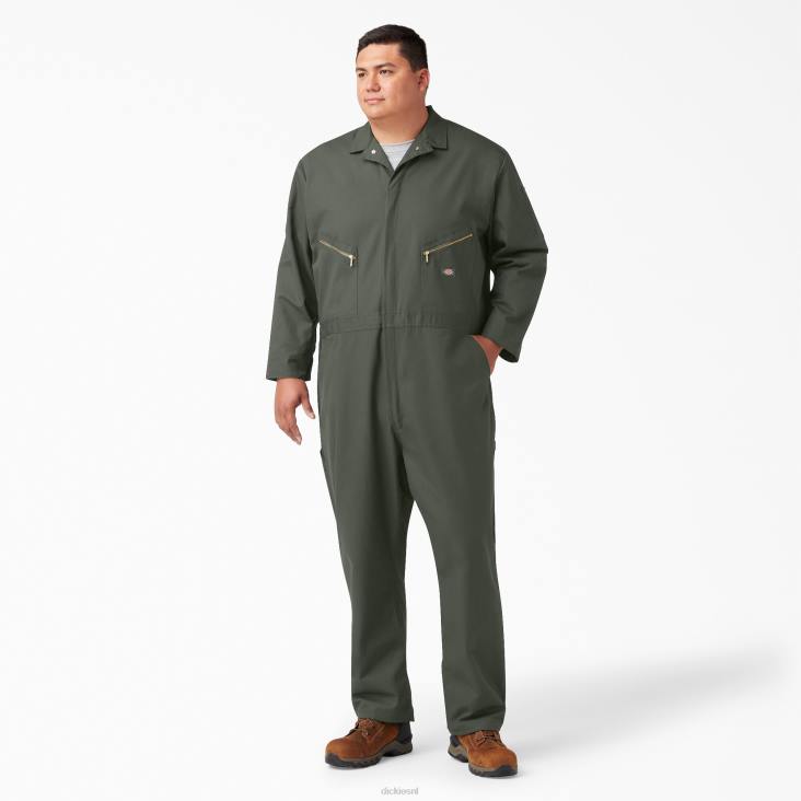 Heren Dickies luxe gemengde overall met lange mouwen olijfgroen (og) werk kleding 6F0X1237