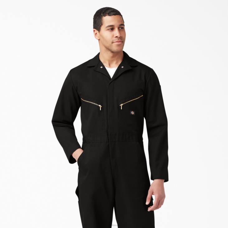 Heren Dickies luxe gemengde overall met lange mouwen zwart (bk) werk kleding 6F0X1234
