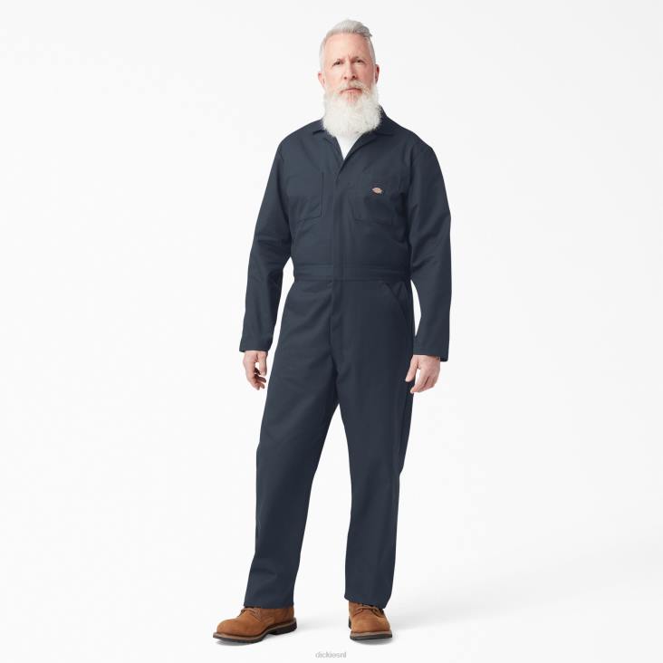 Heren Dickies overalls met lange mouwen donker marineblauw (dn) werk kleding 6F0X1270