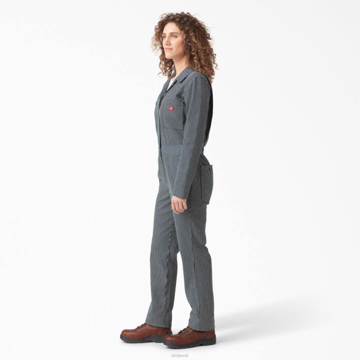 vrouwen Dickies Hickory gestreepte overall met lange mouwen normaal werk kleding 6F0X1549