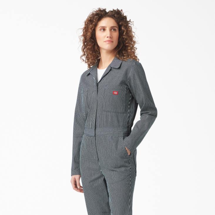 vrouwen Dickies Hickory gestreepte overall met lange mouwen normaal werk kleding 6F0X1549