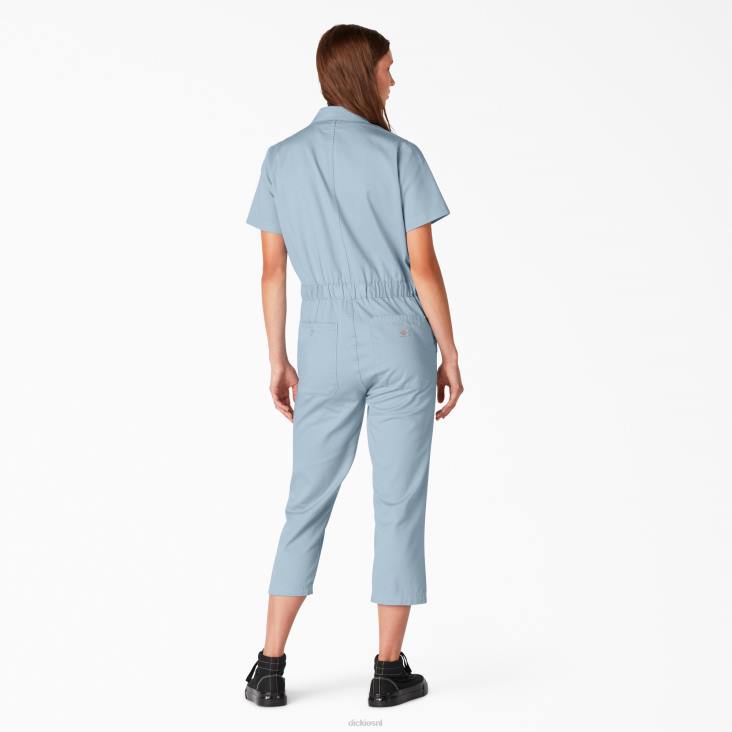 vrouwen Dickies bewerkte cropped overalls stonewashed mistblauw (sgf) werk kleding 6F0X1944