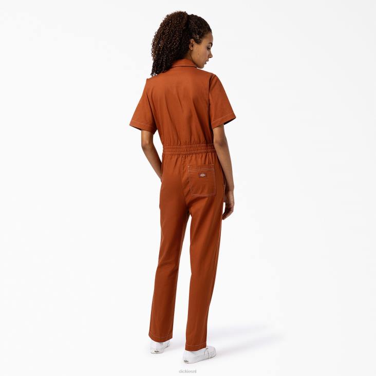 vrouwen Dickies florale overall peperkoek bruin (ie) werk kleding 6F0X1934