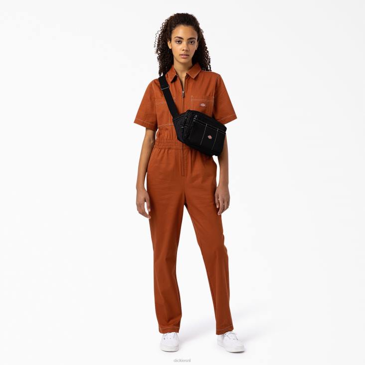 vrouwen Dickies florale overall peperkoek bruin (ie) werk kleding 6F0X1934