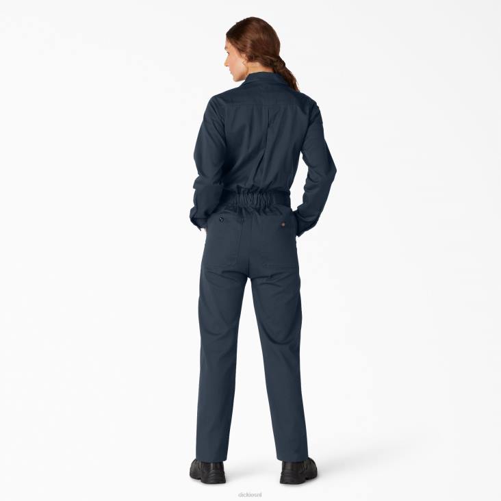 vrouwen Dickies overalls met lange mouwen donker marineblauw (dn) werk kleding 6F0X1931