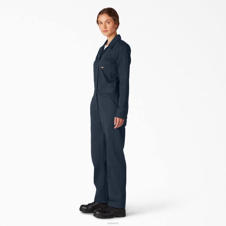 vrouwen Dickies overalls met lange mouwen donker marineblauw (dn) werk kleding 6F0X1931