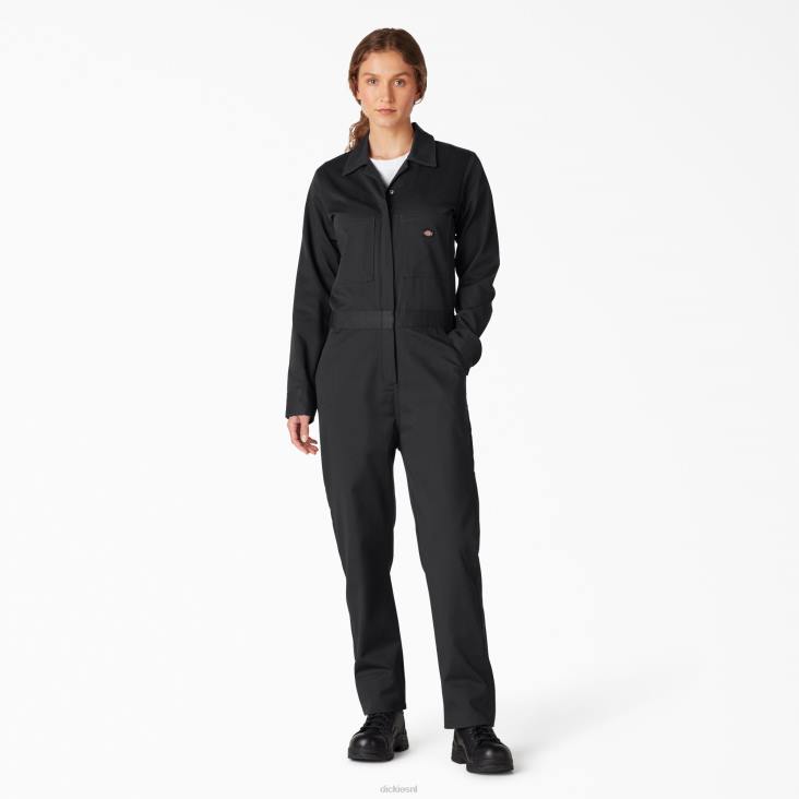 vrouwen Dickies overalls met lange mouwen zwart (bk) werk kleding 6F0X1930