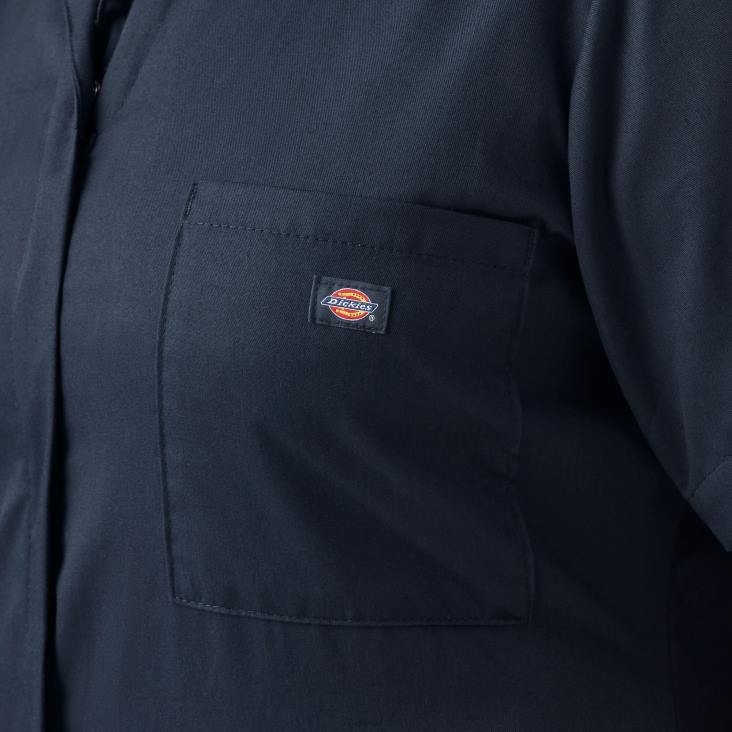 vrouwen Dickies plus flex verkoelende overall met korte mouwen donker marineblauw (dn) werk kleding 6F0X1551