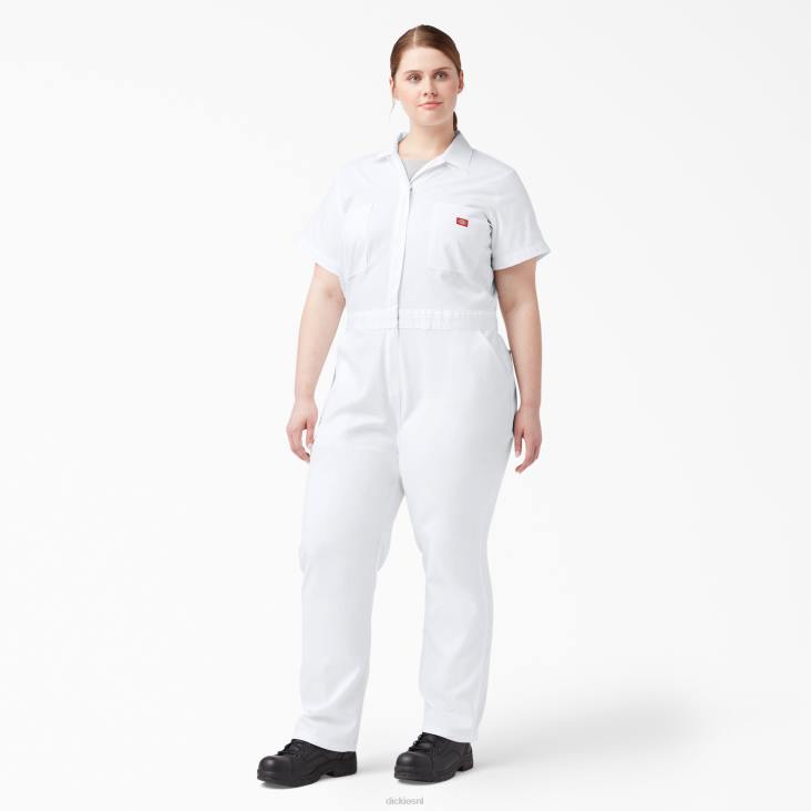 vrouwen Dickies plus flex verkoelende overall met korte mouwen wit (wh) werk kleding 6F0X1554