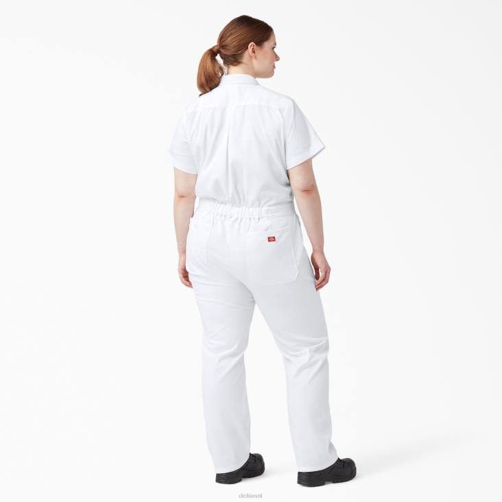 vrouwen Dickies plus flex verkoelende overall met korte mouwen wit (wh) werk kleding 6F0X1554