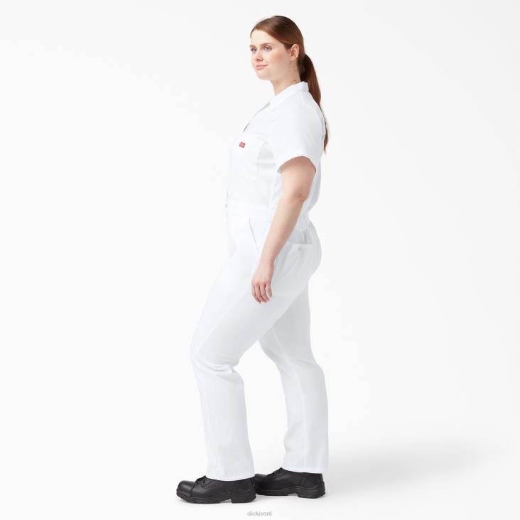 vrouwen Dickies plus flex verkoelende overall met korte mouwen wit (wh) werk kleding 6F0X1554