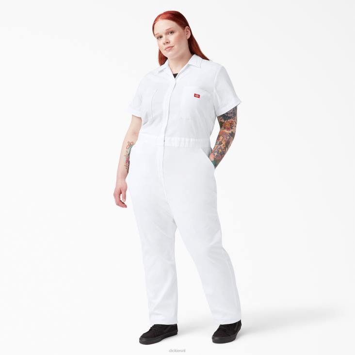 vrouwen Dickies plus flex verkoelende overall met korte mouwen wit (wh) werk kleding 6F0X1554