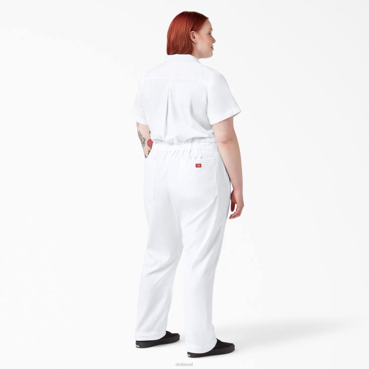 vrouwen Dickies plus flex verkoelende overall met korte mouwen wit (wh) werk kleding 6F0X1554