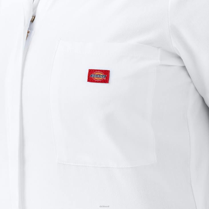 vrouwen Dickies plus flex verkoelende overall met korte mouwen wit (wh) werk kleding 6F0X1554