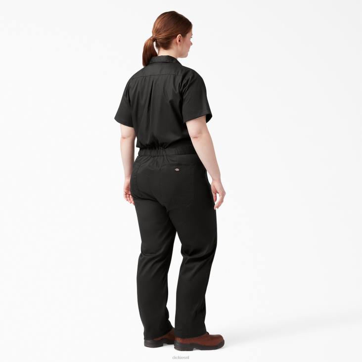 vrouwen Dickies plus flex verkoelende overall met korte mouwen zwart (bk) werk kleding 6F0X1550