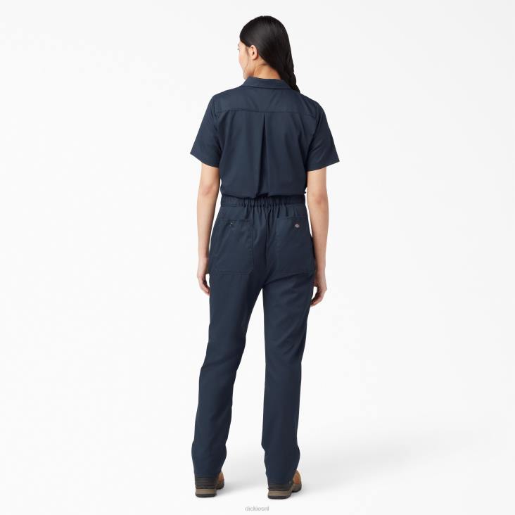 vrouwen Dickies verkoelende overall met korte mouwen donker marineblauw (dn) werk kleding 6F0X1545