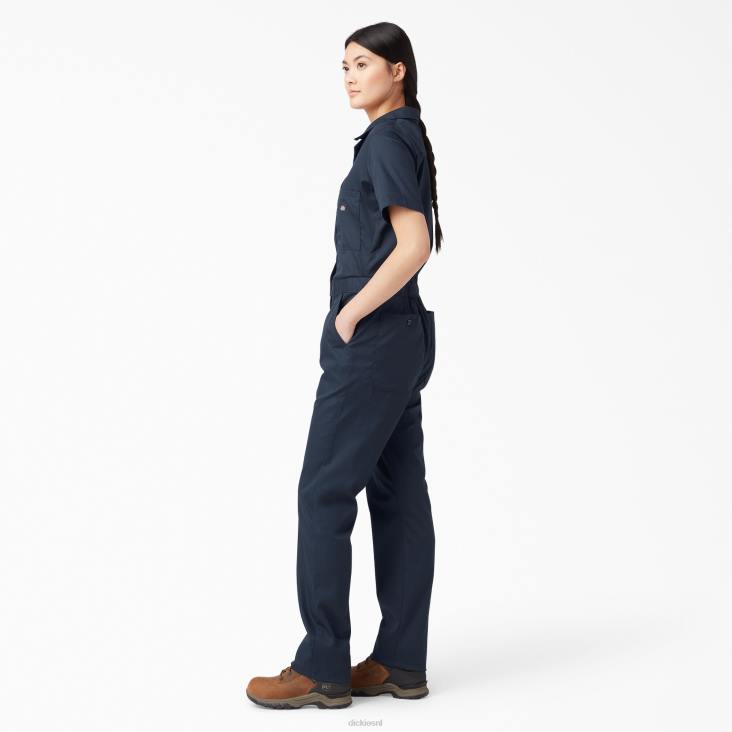 vrouwen Dickies verkoelende overall met korte mouwen donker marineblauw (dn) werk kleding 6F0X1545