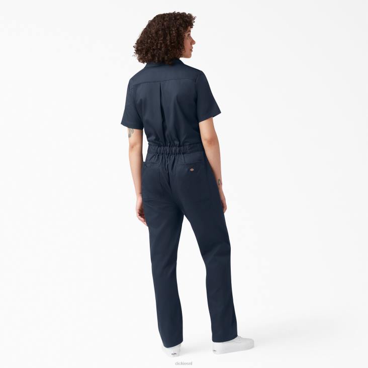vrouwen Dickies verkoelende overall met korte mouwen donker marineblauw (dn) werk kleding 6F0X1545